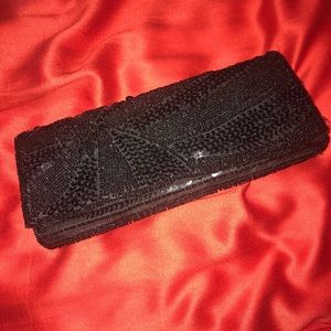 vintage black sequined clutch